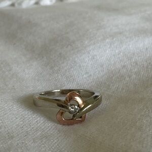 Rose Gold- Diamond- Two-Tone Heart Ring